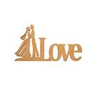 Palavra Love Casal Noivos 15mm 18x34,5 Enfeite Mdf Madeira