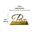 Palavra Paz Letreiro Acrílico Dourado Espelhado 15cm Enfeite Mesa