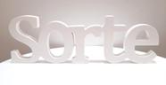 Palavra sorte mdf branco 10 cm de altura