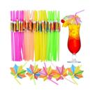 Palhas de coquetel havaianas, 50pcs, flor fantasia, bar, tropical, verão, praia, luau, tiki Palhas de coquetel havaianas, 50pcs, flor fantasia, bar, tropical, verão, praia, luau, tiki