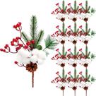 Palhetas de flores artificiais de pinho e neve Boao, pacote com 12, 28 cm