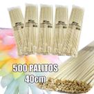 Palito algodão doce 40cm, bambu, 500 unid, reforçado