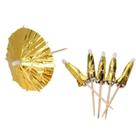 Palito De Madeira Guarda-chuva Dourado 10cm 12 Un - Silverfestas Palito De Madeira Guarda-chuva Dourado 10cm 12 Un - Silverfestas