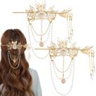 Palitos de cabelo Aswewamt Butterfly Tassel Gold Hanfu Pearl x2