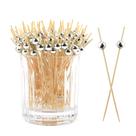 Palitos de dente para coquetel de bambu HQIOA, 400 peças, tampo prateado de 12 cm