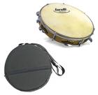 Pandeiro 10" Injetado Abs Pele Animal Torelli Com Capa Luxo