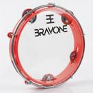 Pandeiro 8 Polegadas Bravone Vermelho ABS Pele Cristal Platinelas Inox Leve para Iniciantes