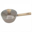 Panela 18cm Antiaderente Indução Marble Caçarola Pequena Cabo Madeira Cozinha Fogão Indução Revestimento Antiaderente