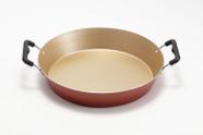 Panela 32 para Paella Paeja - Paelleira para Culinária Espanhola - Antiaderente Cereja com Bege