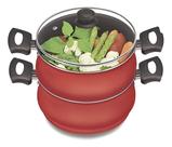Panela A Vapor Al Vapore Vermelha - Dona Chefa Cor Vermelho