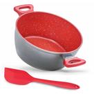 Panela Caçarola 24cm Antiaderente Sauté Vermelho Espátula