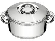 Panela Caçarola 28cm 7,1L Grande Tramontina Solar Rasa em Aço Inox Fundo Triplo com Tampa e Alças