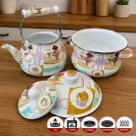 Panela Caçarola 3,7L Chaleira 2,5L Esmaltada Cake Kit 2pçs Panela Caçarola 3,7L Chaleira 2,5L Esmaltada Cake Kit 2pçs