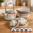 Panela Caçarola 3,7L Chaleira 2,5L Indiana Esmaltada Kit 2pç Panela Caçarola 3,7L Chaleira 2,5L Indiana Esmaltada Kit 2pç