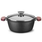 Panela Caçarola 4,0 Litros 24cm em Ferro Fundido para Forno/Fogão com Tampa de Vidro 8342 MTA