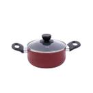 Panela caçarola antiaderente de alumínio com tampa de vidro 18cm - Oikos