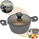 Panela Caçarola Antiaderente Granito Titânio 24cm Indução Cookware Cozinha Fogão Gás Elétrico Não Gruda Fritar Cozinhar