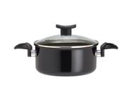 Panela Caçarola Cerâmica de Indução e Gás Antiaderente 18cm Preto