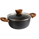 Panela Caçarola de Cerâmica Indução e Gás Antiaderente 20cm Preto Stone