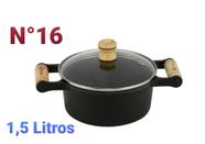 Panela Caçarola De Ferro N16/ 1,5 Litros Com Tampa Vidro Envio Imediato