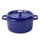 Panela Caçarola Ferro Fundido Esmaltado 22cm 2,7L com Tampa - Antiaderente, Indução, Gás e Forno Cor:Azul