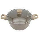 Panela Caçarola Indução 24cm Antiaderente Marble Cabo Madeira Grande Alumínio Cozimento Uniforme Fogão Indução Gás