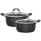 Panela Caçarola Indução Tramontina Antiaderente 22CM Mônaco+ Wok Arrozeira 28CM Preta