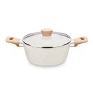 Panela Caçarola Linha Carmela Vanilla em Alumínio 3,8Lx24cm Ceramic Flon cor Creme MTA - 8468
