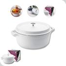 Panela Caçarola Redonda Antiaderente Cerâmico 6,8L Com Tampa Branca Hercules