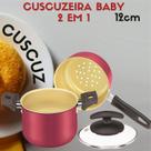 Panela cuscuzeiro/caldeirão 12 c/tampa vidro cereja