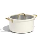 Panela de Aço Inoxidável CAROTE 8QT Full Clad Tripla Camada com Tampa, Panela para Caldo, Camada Externa de Cerâmica, Aquecimento Uniforme, Compatível com Todos os Fogões, Resistente ao Forno e Lava-louças, Cabo que Não Esquenta, Branco