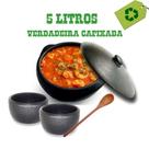 Panela De Barro Preto Capixaba - 5 Litros + 2 cumbucas de 500 ml para pirão,caldos,farofa