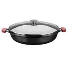 Panela de Disco Alto Ferro Fundido Com 36 cm Tampa de Vidro MTA