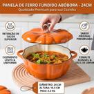 Panela de Ferro Fundido Esmaltada Formato Abóbora Laranja 24cm - Alta Retenção de Calor Panela de Ferro Fundido Esmaltada Formato Abóbora Laranja 24cm - Alta Retenção de Calor