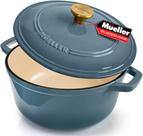 Panela de ferro fundido MUELLER HOME 4,5 qt, segura para forno, azul