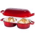 Panela de ferro fundido Nuovva Dutch Oven dupla para pão, 16,5 cm, vermelha