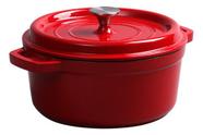 Panela De Ferro Fundido Pesada Esmaltada 26cm Vermelha