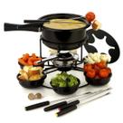 Panela de Fondue Conjunto Giratório Carrossel Viena 16 peças Preto Fundi Queijo e Carne