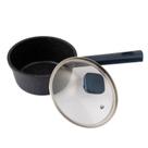 Panela De Indução 16cm Alumínio Baquelite Tampa De Vidro