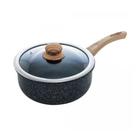 Panela de Indução em Alumínio com Revestimento Cerâmico e Tampa de Vidro Granilite Preta 24cm- Wolff