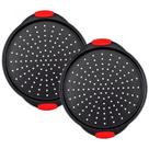 Panela de pizza ZOEHROWS antiaderente de aço carbono de 33 cm com alças de silicone