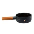 Panela de Porcelana Marmorizada Preto / Dourado com Cabo MDF 400ml
