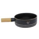 Panela De Porcelana Preta Com Cabo De Madeira Sweet Time 650ml