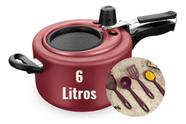 Panela De Pressão 6 Litros Grande Com Visor Vidro Mta Cereja