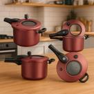 Panela de Pressão antiaderente com Visor 4.5l MTA Cereja