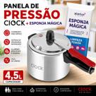 Panela De Pressão Clock 4,5 Litros Alumínio Polido com Esponja Mágica Grátis