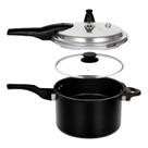 Panela de Pressão Com Indução Brinox Pressure 4,2 L preto Granito Com tampa Panela de Pressão Com Indução Brinox Pressure 4,2 L preto Granito Com tampa