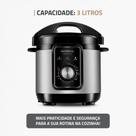 Panela de Pressão Elétrica 3L Mondial 127v Preto/Inox 700W - PE-47-3L-I