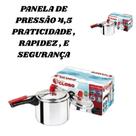 Panela de Pressão GLOBO 4,5 L Sistema de Segurança e Alta Durabilidade