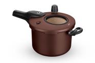 Panela de pressao mta 4,5l aluminio visor vidro chocolate fechamento extenro n20 com antiaderente 6603 Panela de pressao mta 4,5l aluminio visor vidro chocolate fechamento extenro n20 com antiaderente 6603